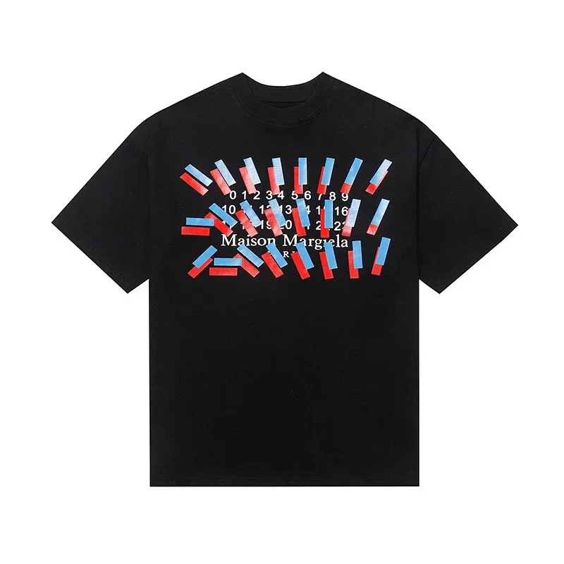 Maison Margiela Graphic Print T-Shirt: Red & Blue Bars