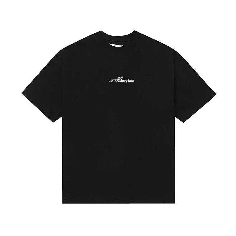Maison Margiela Black Reverse Logo Embroidered T-Shirt