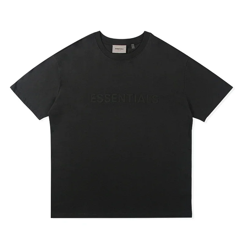ESSENTIALS Black T-Shirts with Embossed Logo