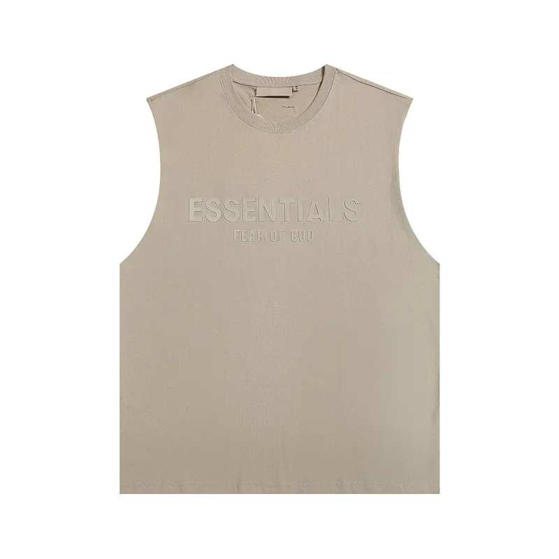 ESSENTIALS Beige Logo Embossed Tank