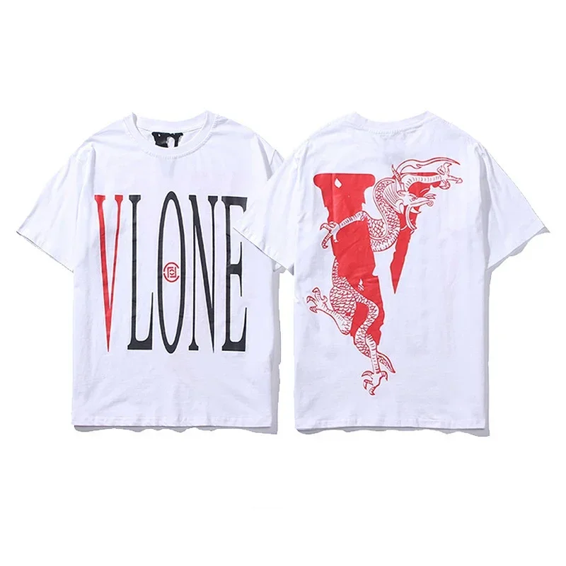 VLONE White T-Shirt with Dragon Print