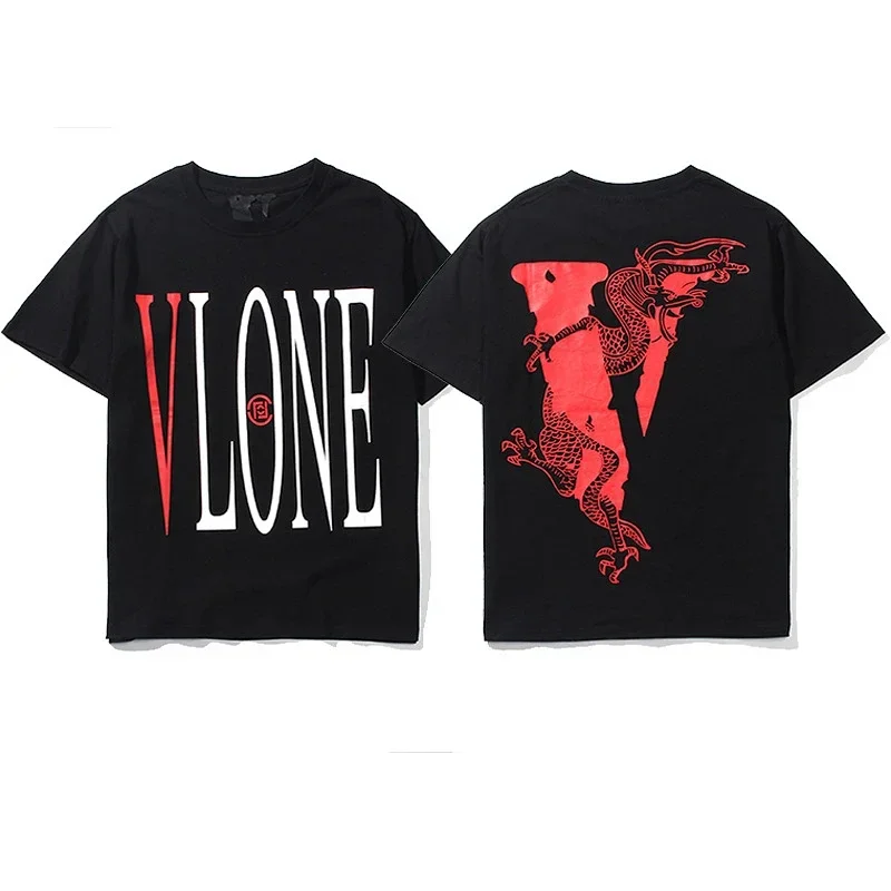 VLONE Black T-Shirt Red V Dragon Graphic