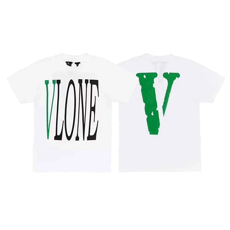 VLONE White T-Shirt Green & Black Lettering
