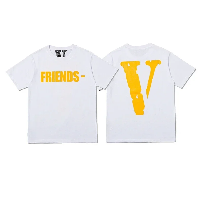VLONE White T-Shirt "FRIENDS-" Print & Yellow Back V