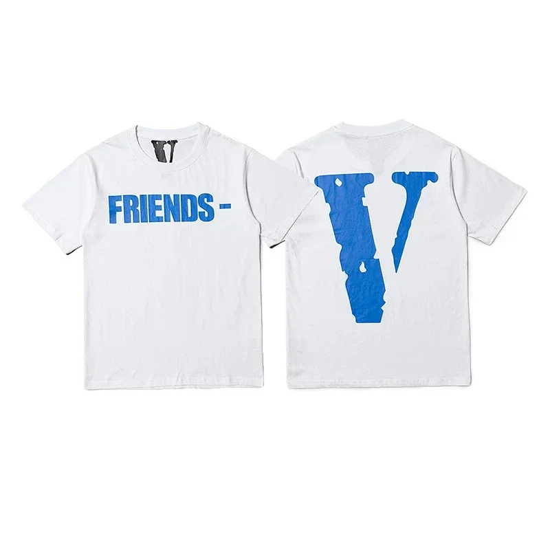 VLONE White T-Shirt Blue "FRIENDS-" Front Large "V" Back