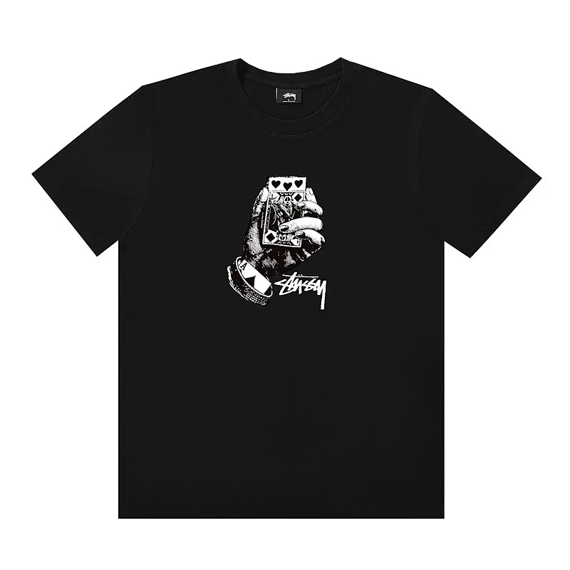 Stussy Black Hand Holding Playing Card Graphic T-Shirt