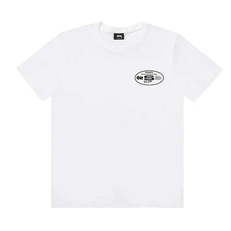 Stussy White T-Shirt Black Oval Graphic