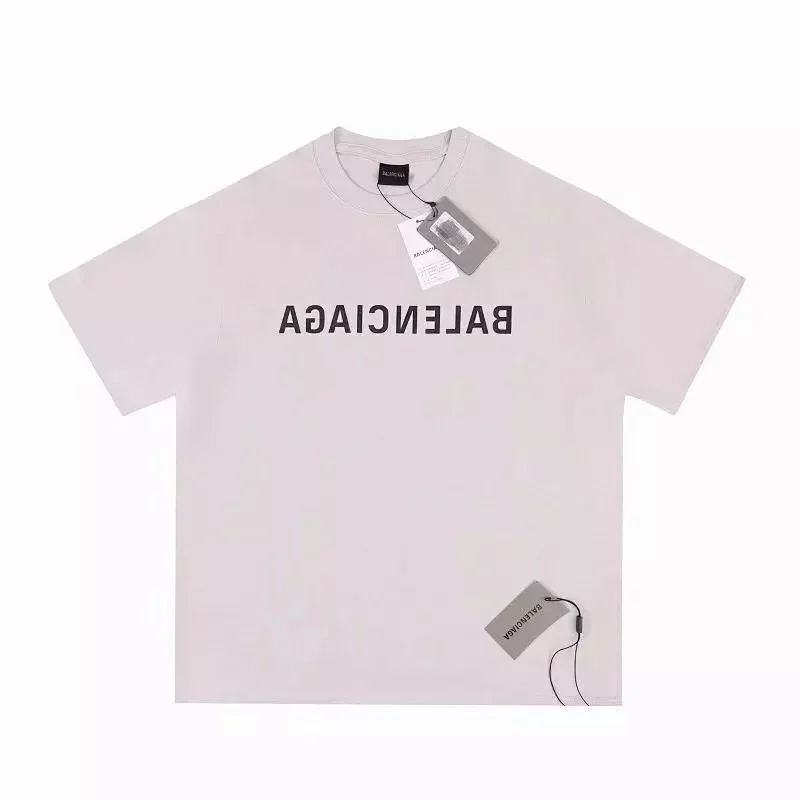Balenciaga Light Gray Inverted Logo Print T-Shirt