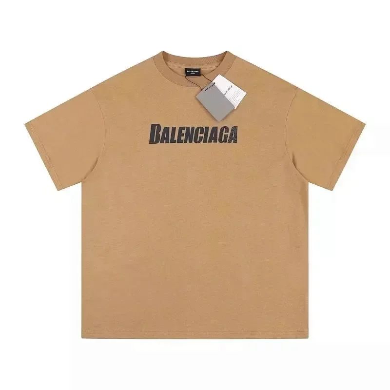 BALENCIAGA Tan T-Shirt Black Logo