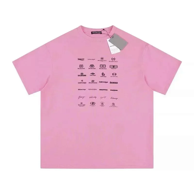 Balenciaga Multi-Logo Pink T-Shirt