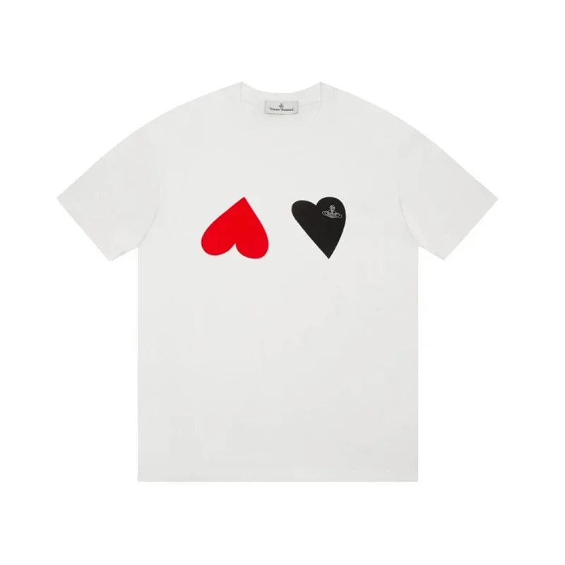 Vivienne Westwood White Red Black Heart Patterns T-Shirt