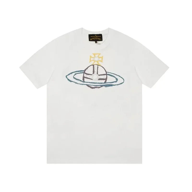 Vivienne Westwood White Crayon-Style Saturn Graphic T-Shirt