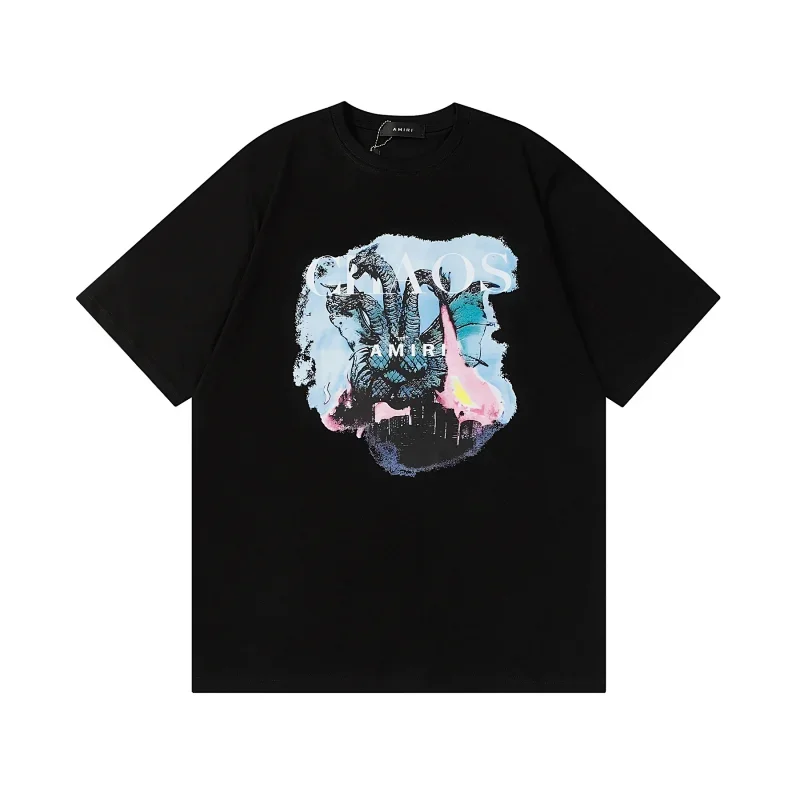 AMIRI Black T-Shirt Chaos Dragon City Print