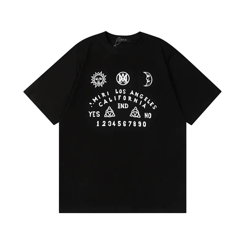 AMIRI Black Sun Moon Symbol Text Graphics T-Shirt
