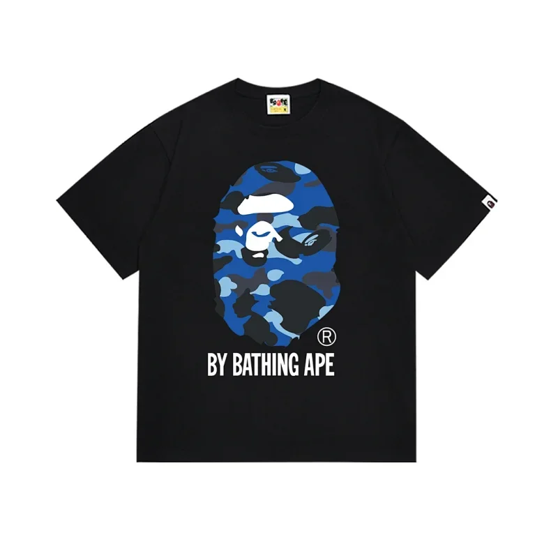 Black Bape Blue Camouflage Ape Head "BY BATHING APE" T-Shirt