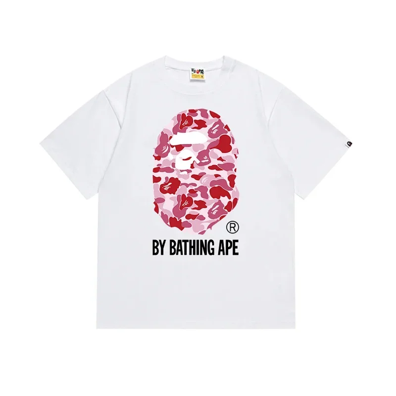Bathing Ape White Pink Red Camo Ape Head "BY BATHING APE" T-Shirt