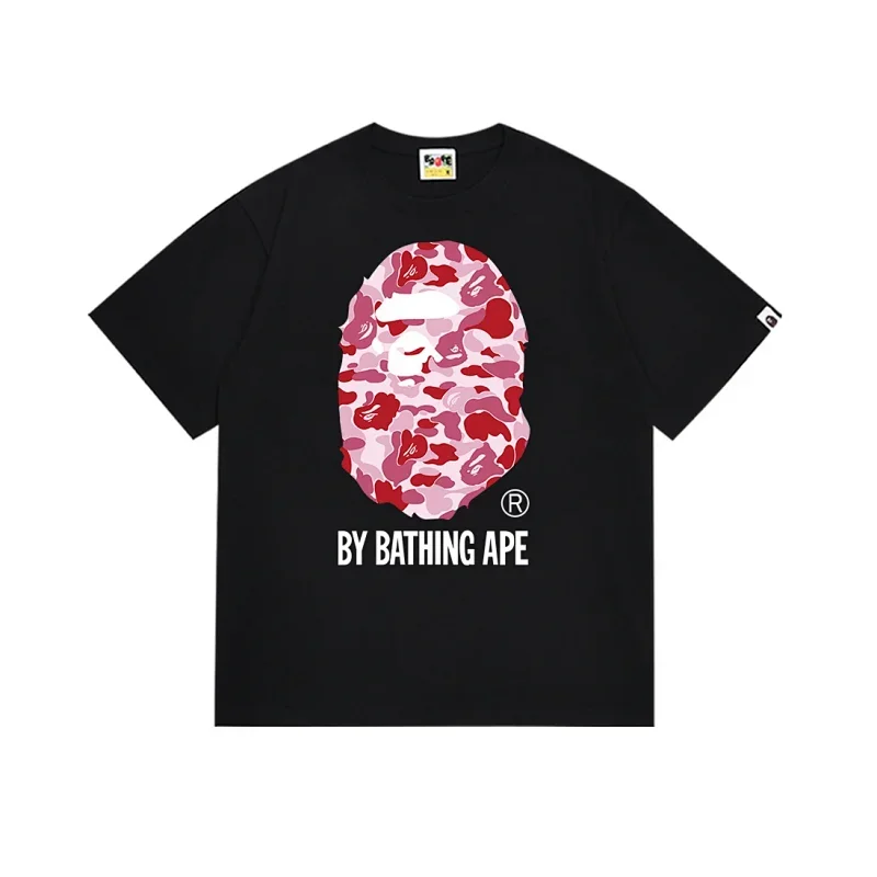 BAPE Black Pink Camouflage Ape Head "BY BATHING APE" T-Shirt