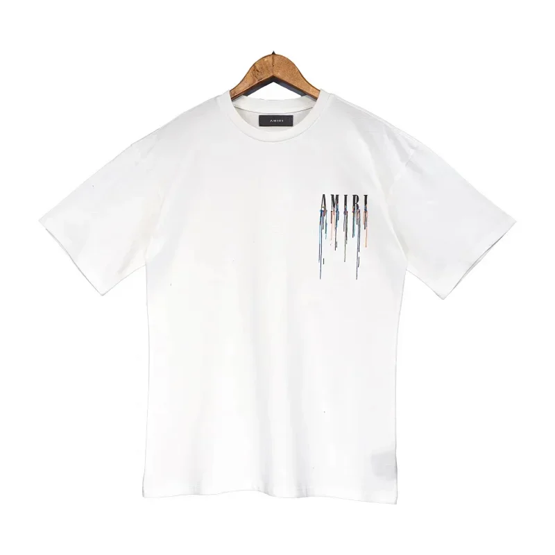 AMIRI White Colorful Dripping Logo Print T-Shirt