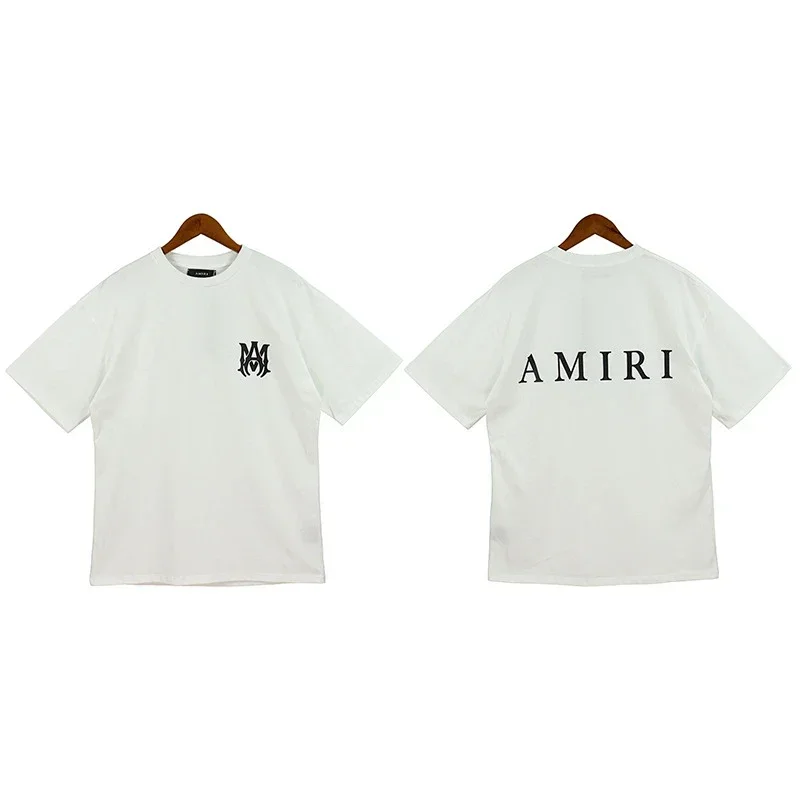 AMIRI White T-Shirt: Black Logo Front, Text Back