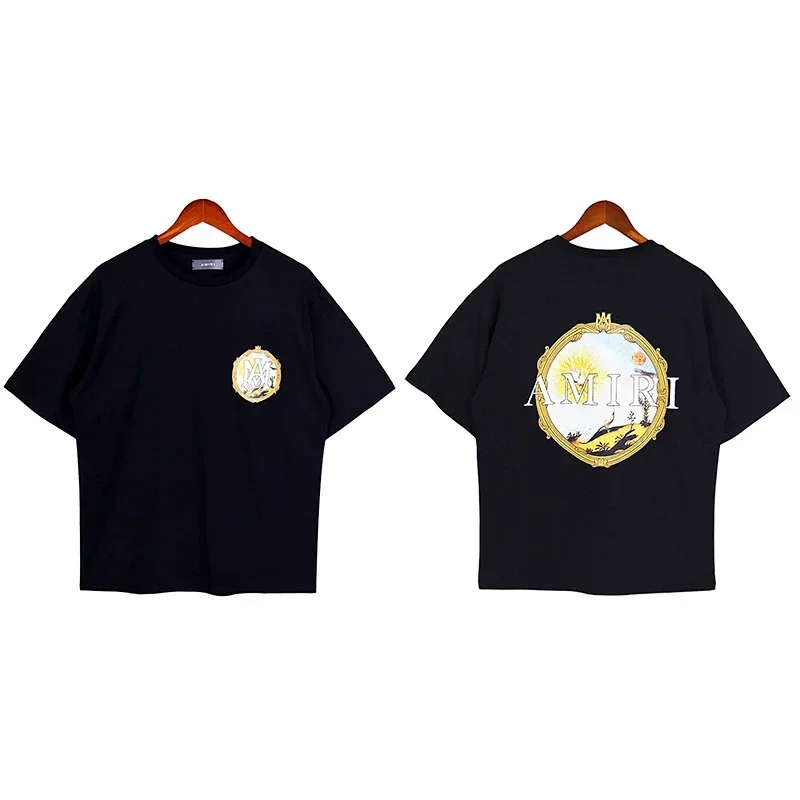 AMIRI Black T-Shirt with Front Badge & Back Print