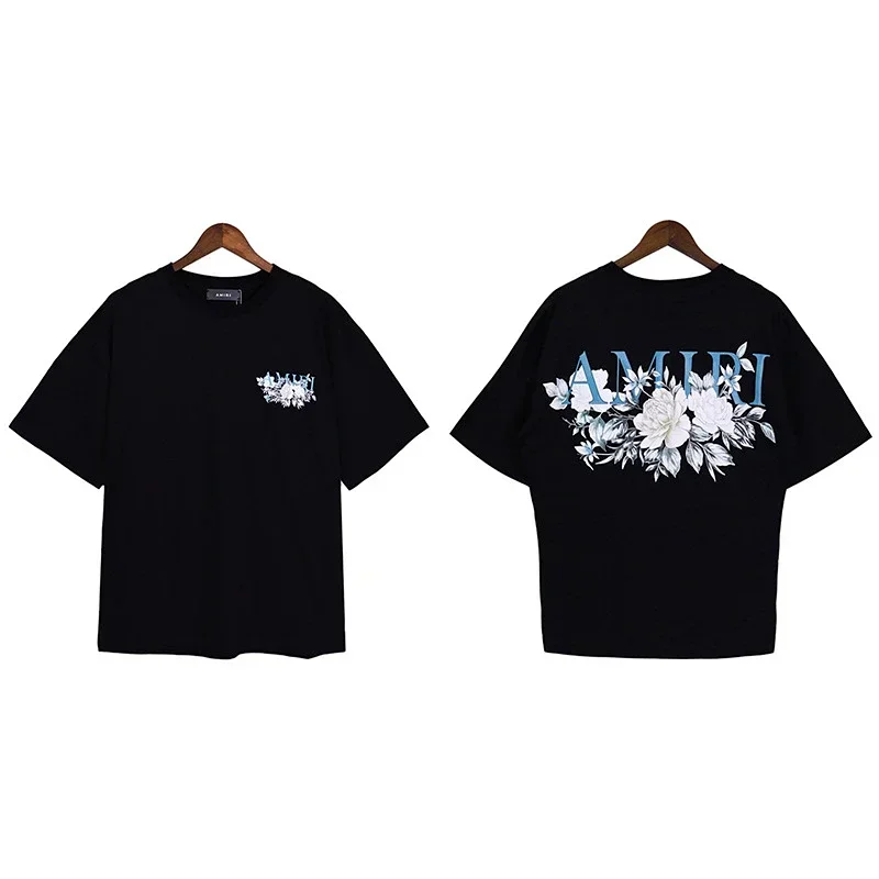 AMIRI Floral Print Black T-Shirt