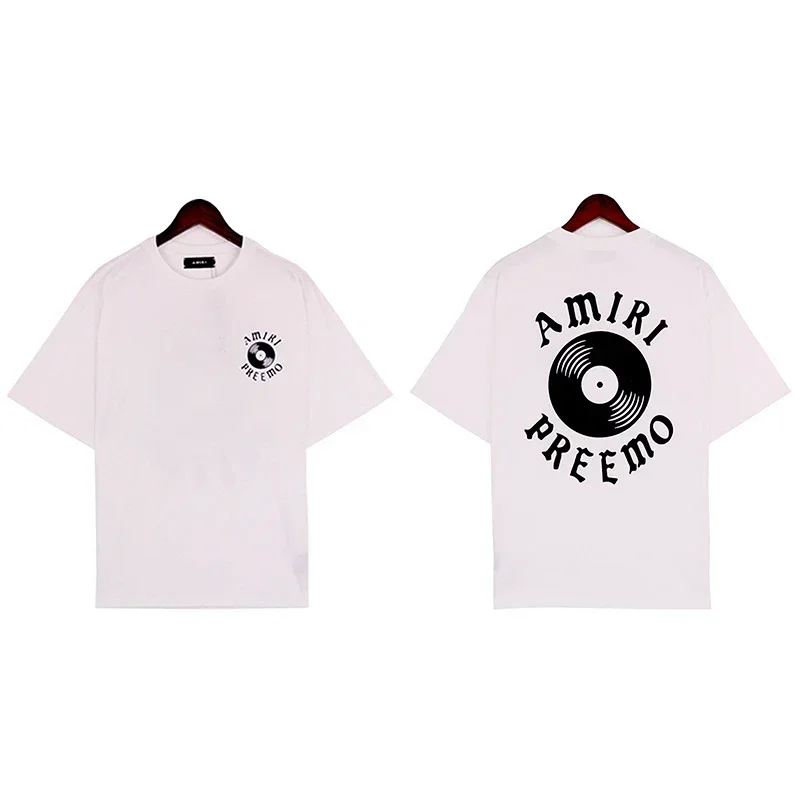 AMIRI White Front Back Vinyl Record "AMIRI PREEMO" Print T-Shirt