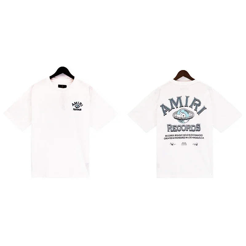 AMIRI White Front Small Logo Back AMIRI RECORDS Graphic T-Shirt