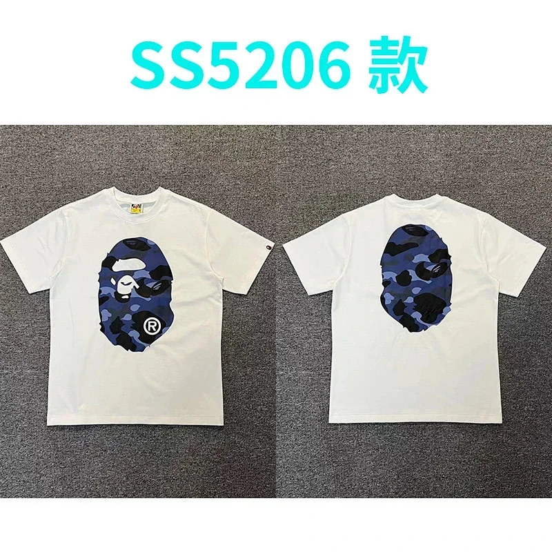Bape White T-Shirt Blue Camo Ape Print
