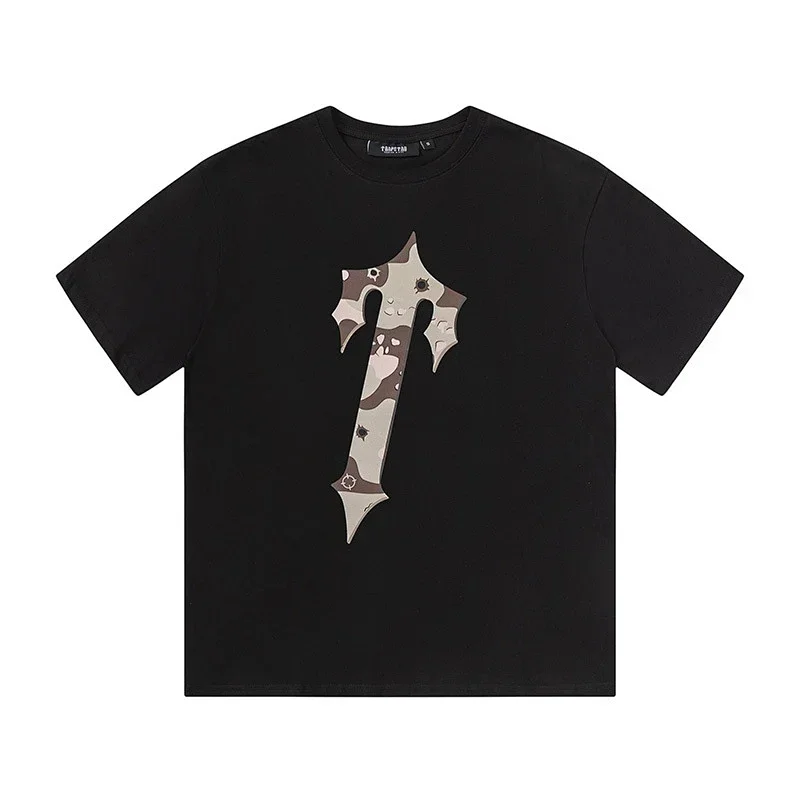 TRAPSTAR Black Camouflage T-shaped Graphic T-Shirt