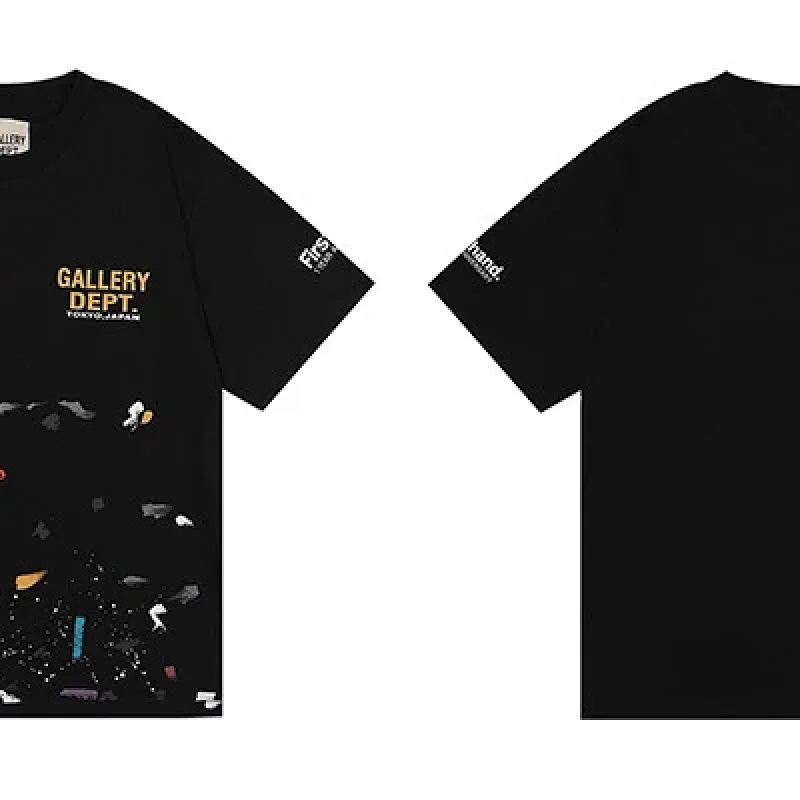 GALLERY DEPT. Black Front Graphic Sleeve Text T-Shirt