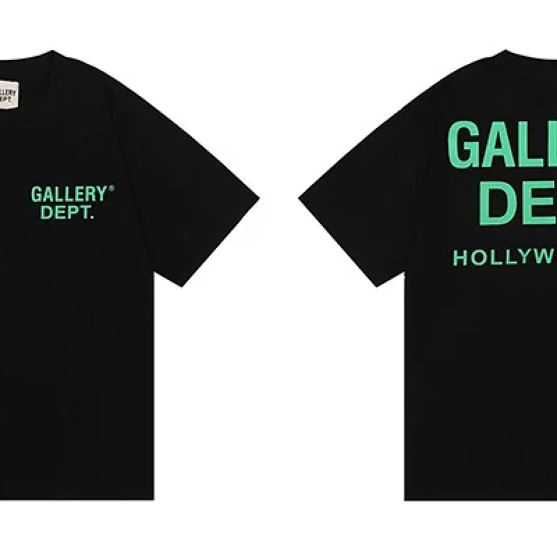 GALLERY DEPT. Black T-Shirt Green Text Print