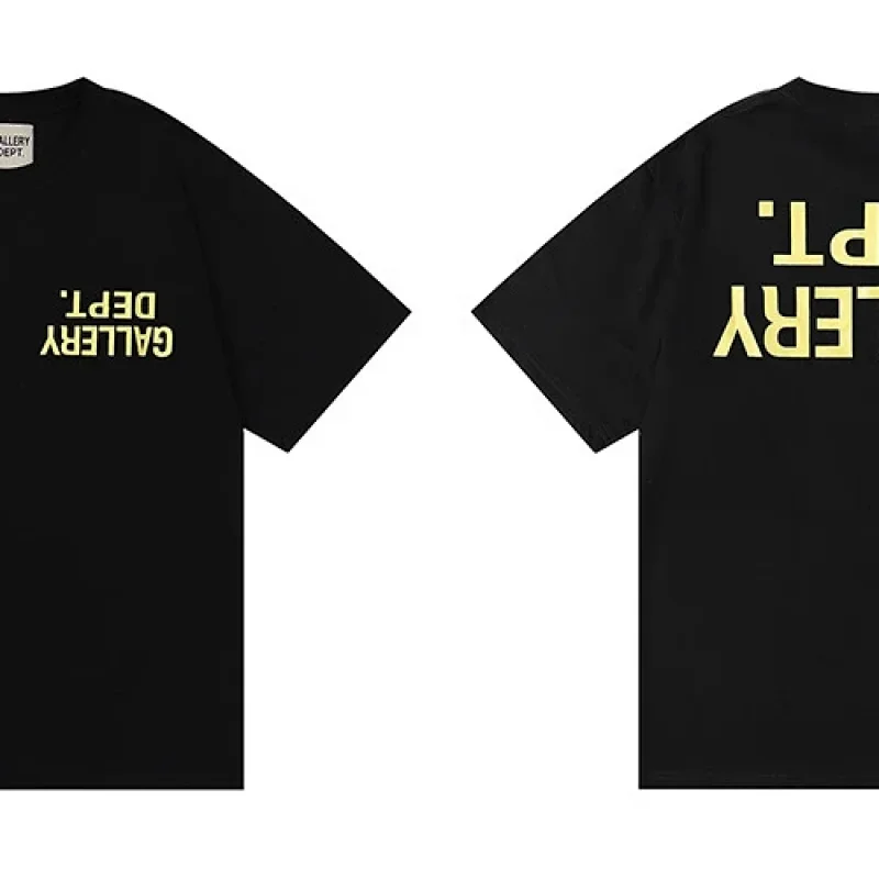 GALLERY DEPT Black Reversed Yellow "GALLERY DEPT" Print T-Shirt