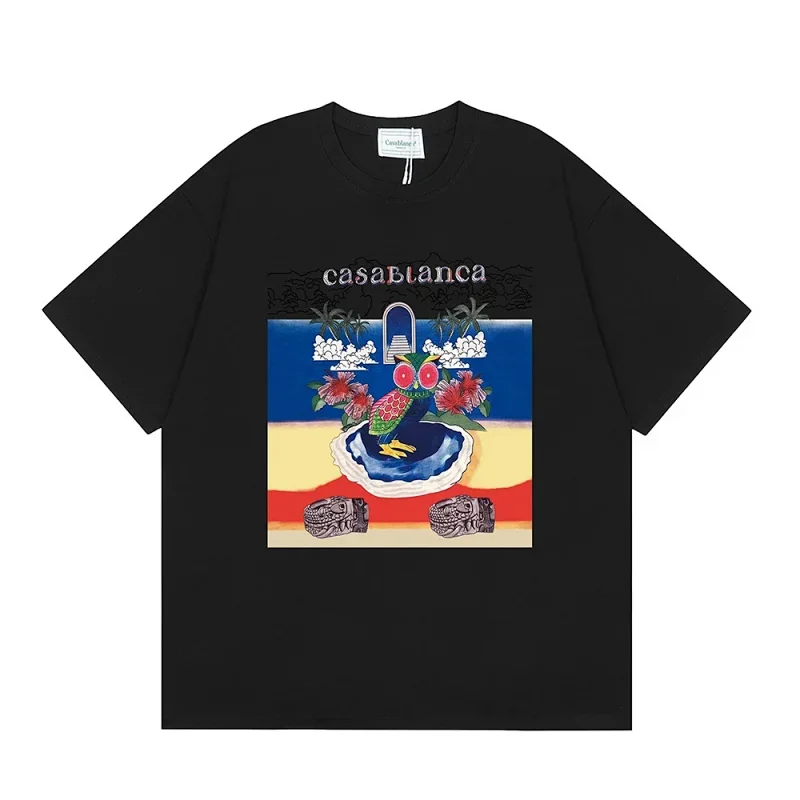 Casablanca Black Cartoon Owl Beach Graphic Print T-Shirt