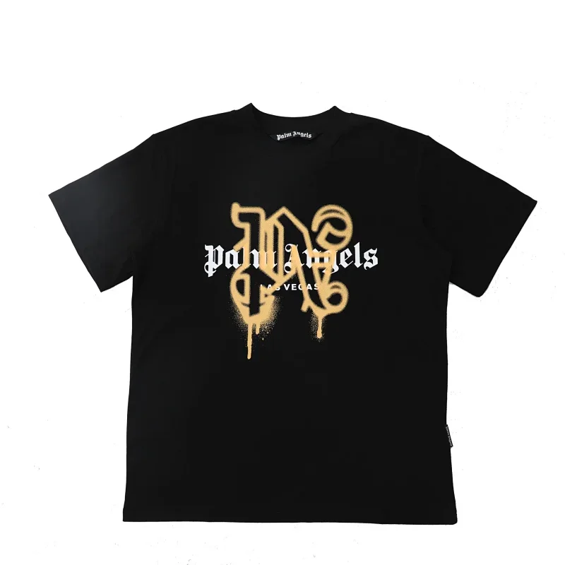 Palm Angels Black Graffiti Logo Las Vegas T-Shirt