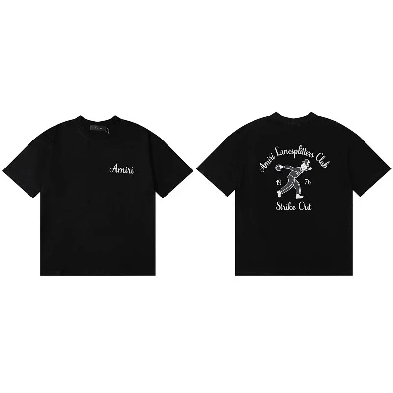 Amiri Black T-Shirt: Front Logo & Back Bowler Graphic
