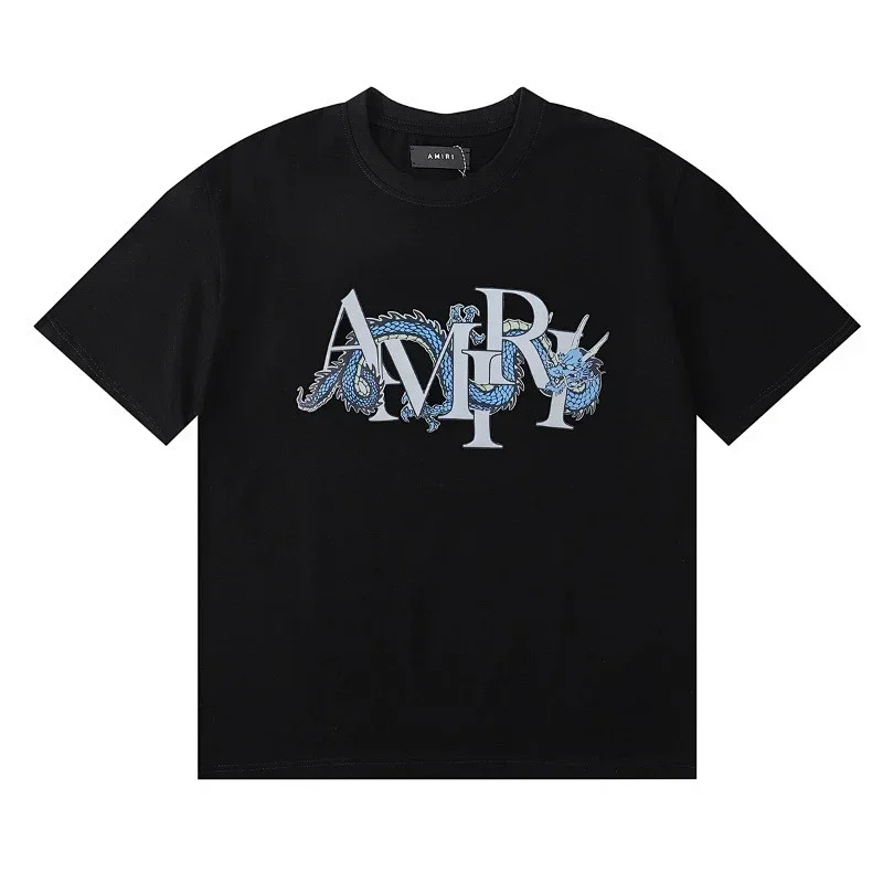 AMIRI Black Blue Dragon AMIRI Logo T-Shirt