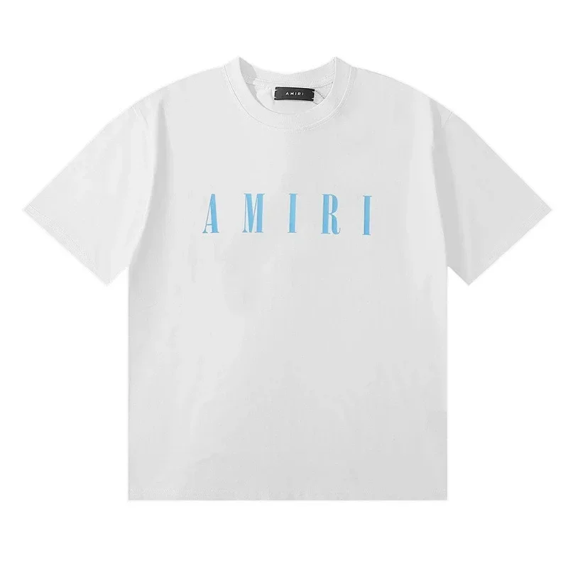 AMIRI White T-Shirt with Blue Lettering