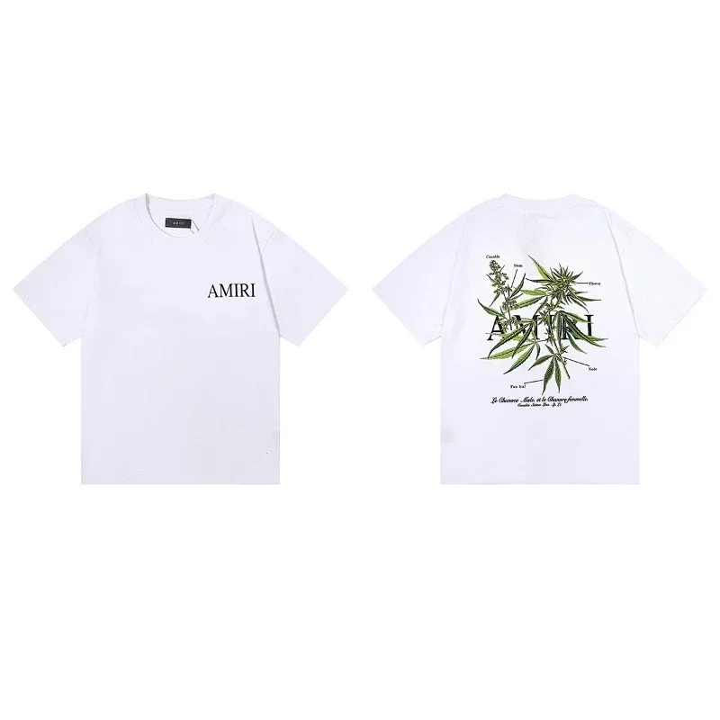 AMIRI T-Shirt: Front Logo, Back Cannabis Graphic