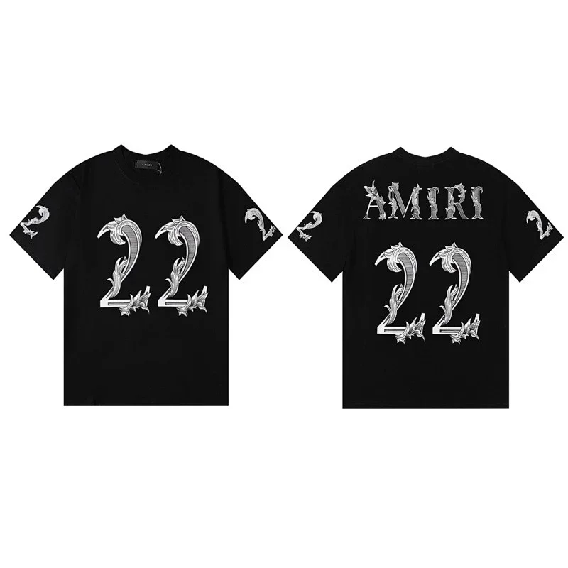 AMIRI Black Floral "22" Print T-Shirt