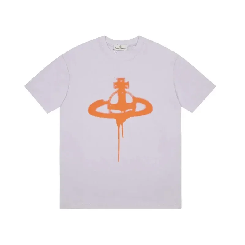 Vivienne Westwood Purple T-Shirt with Orange Saturn Logo
