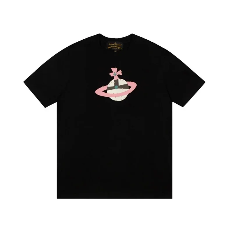 Vivienne Westwood Black Pink Saturn Logo T-Shirt