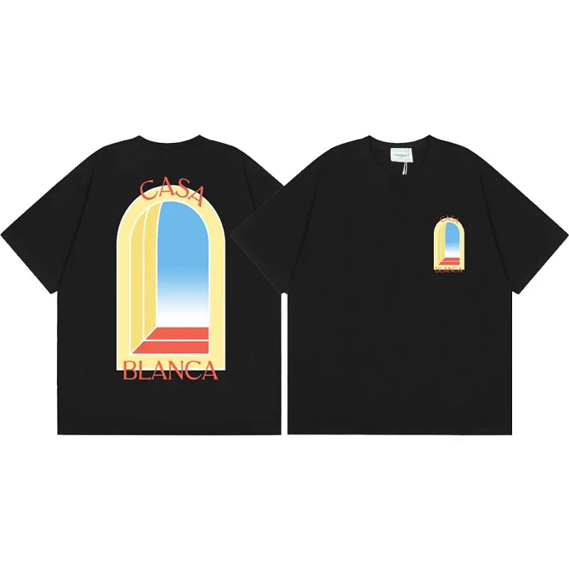 CASA BLANCA Black T-Shirt with Arch Window Graphic
