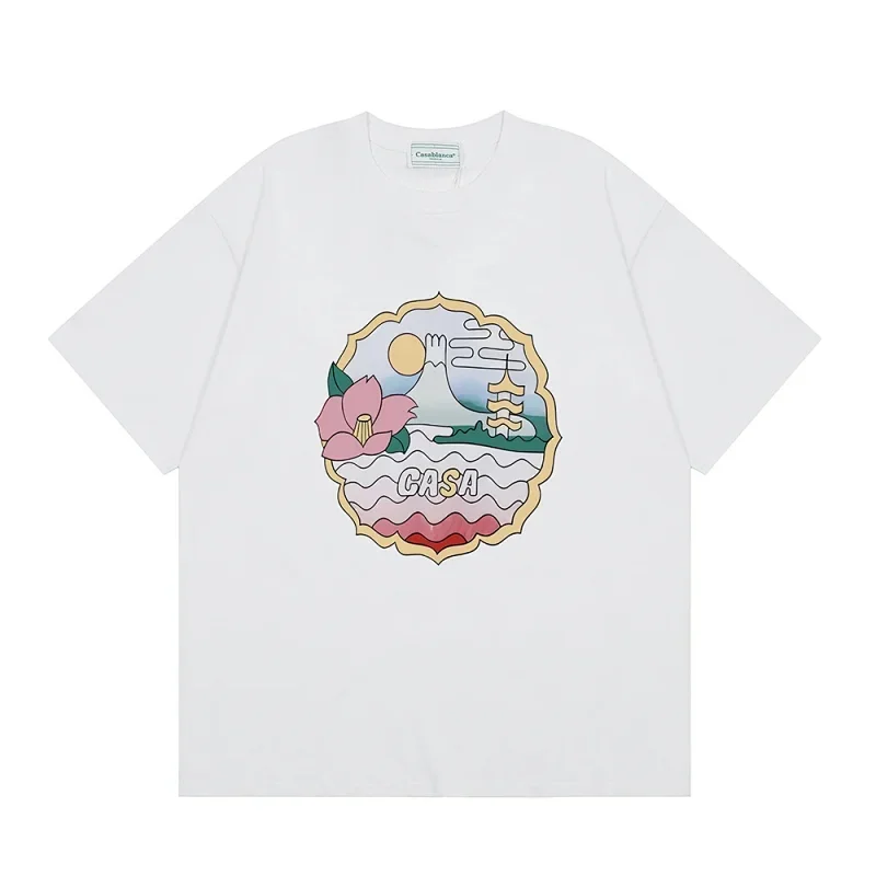 Casablancas White CASA Graphic Flower Mountain Pagoda T-Shirt