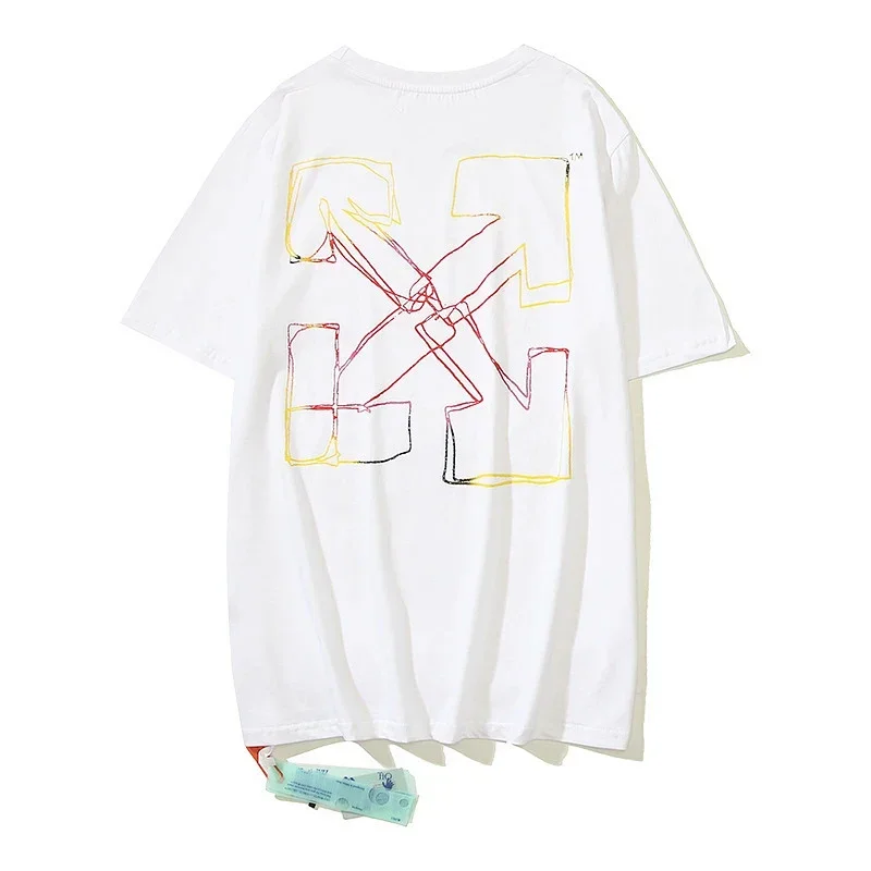 Off-White White Colorful Line-Drawn Arrow Logo T-Shirt