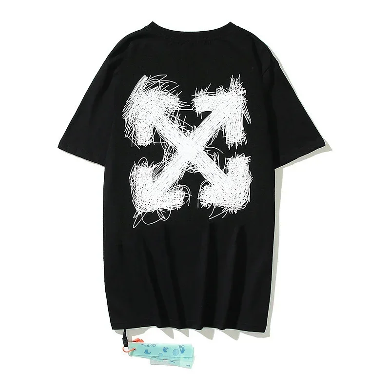 Off-White Black White Graffiti Arrow Pattern Back T-Shirt