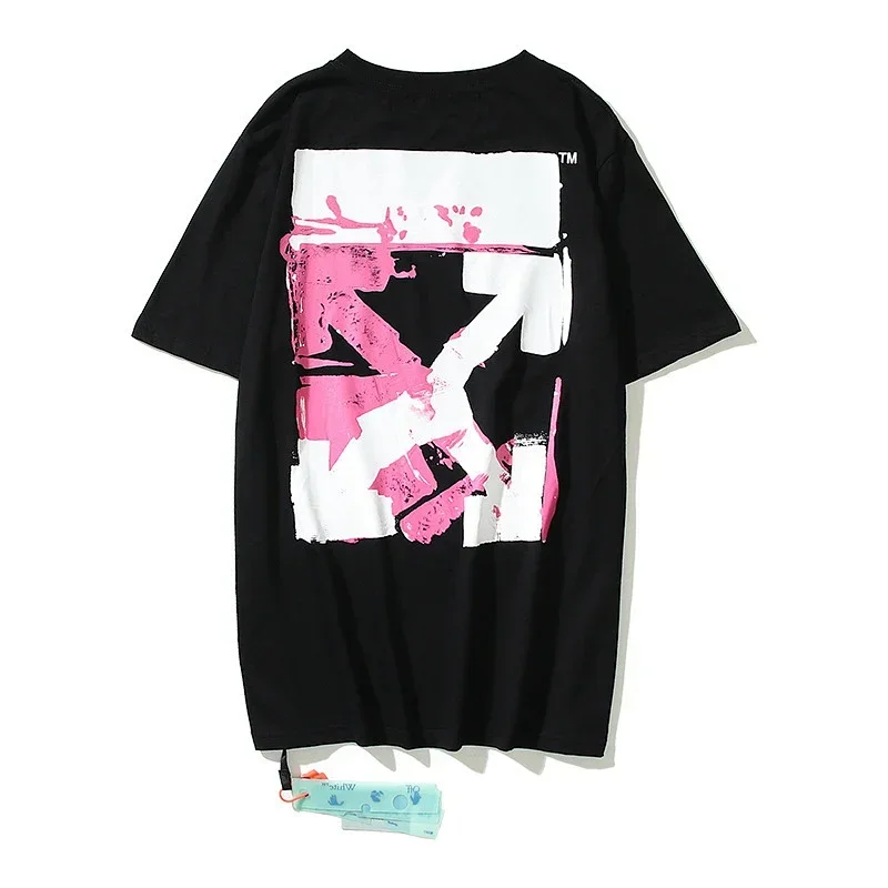 OFF-WHITE Black Pink White Graffiti Arrow Print T-Shirt