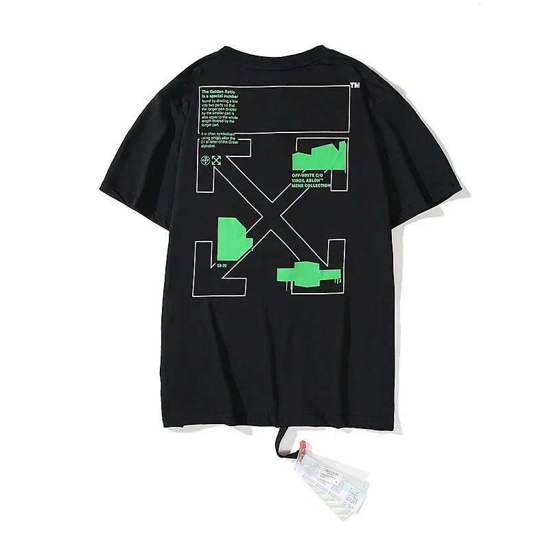 OFF-WHITE Black T-Shirt Green Back Print