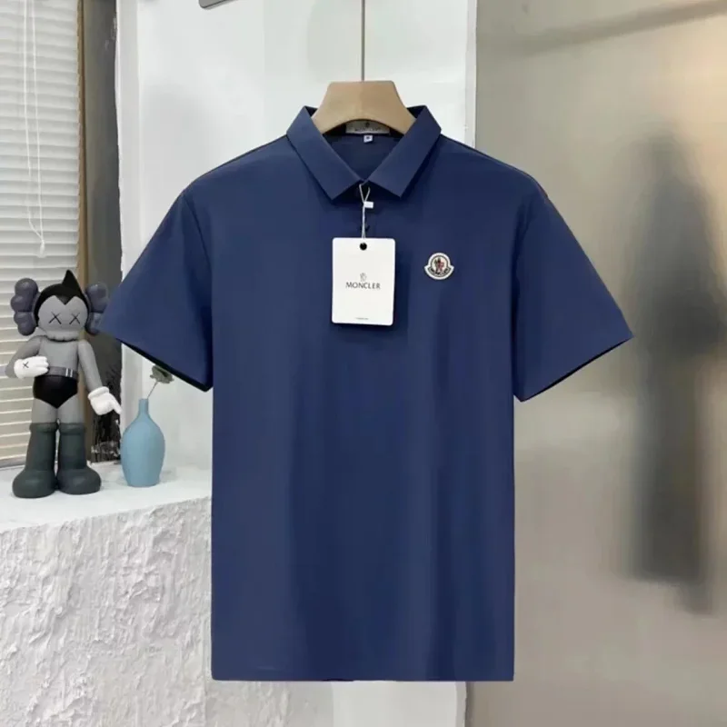 Moncler Blue Emblem Polo T-Shirt