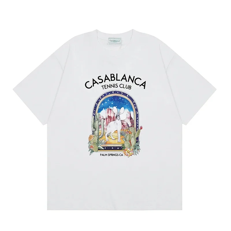 Casablanca T-Shirt: Tennis Club Palm Springs Rabbit Cactus