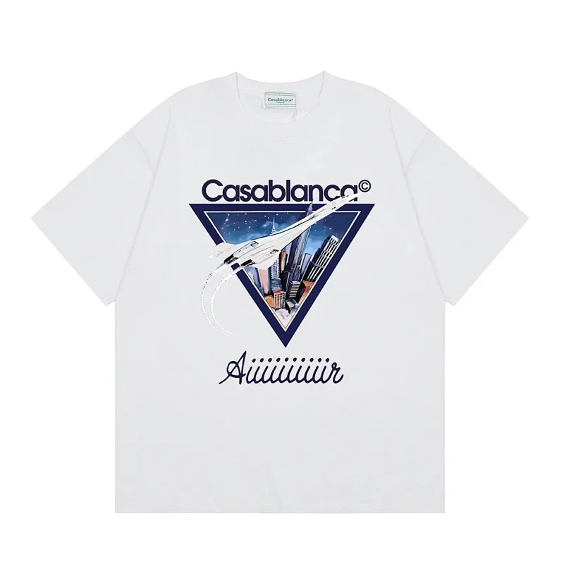 Casablanca White T-Shirt Airplane City Print